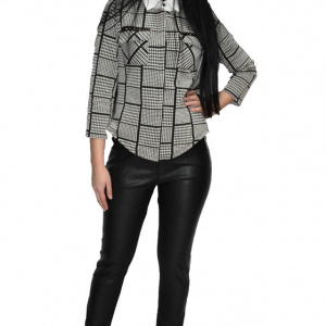 Pantalon tineresc cu reflectii si insertii de piele,nuanta neagra