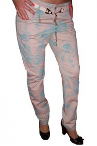 Pantaloni moderni, de culoare pudra, cu tur lasat