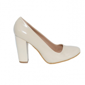 Pantof de culoare ivory, model clasic cu toc inalt, stabil