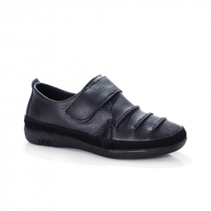 Pantof tip sport cu bareta peste picior, din piele naturala, negru