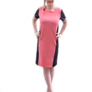 Rochie casual de culoare neagra combinata cu roz, masura mare