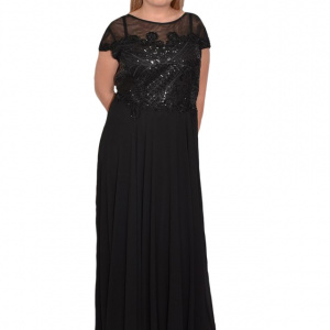 Rochie de seara Tia,aplicatii de strasuri,nuanta de negru