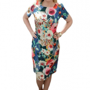 Rochie de vara din material fin cu imprimeu floral multicolor