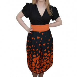 Rochie deosebita de vara, neagra, cu design de centura in talie