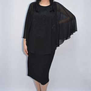 Rochie eleganta Olivia din voal si insertii de strasuri,negru