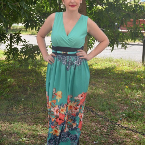Rochie maxi, de vara, multicolora cu imprimeu floral