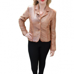 Sacou office, deosebit, material tip stone lucios, de culoare maro