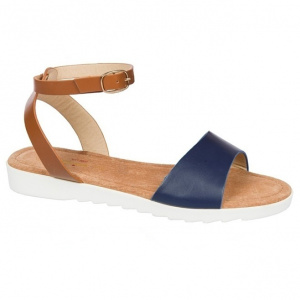 Sanda cu talpa joasa de culoare bleumarin-maro