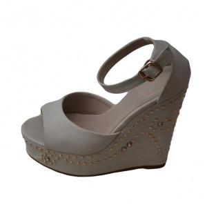 Sandale cu toc inalt, casual, in nuante de bej