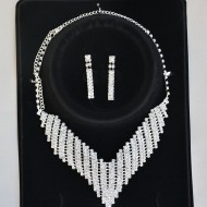 Set de bijuterii din colier si cercei, culoare aurie sau argintie