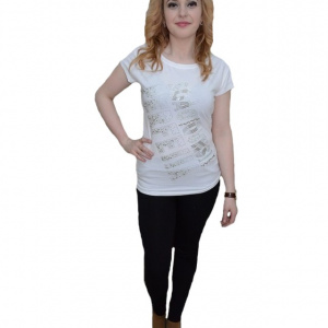 Tricou casual de culoare alba, din material de calitate superioara