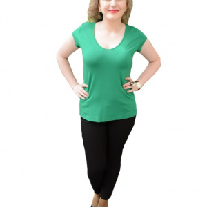 Tricou tineresc, lejer si comod, nuanta de verde, design simplu