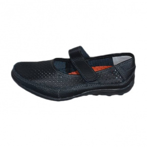 Balerin cu bareta, de culoare neagra, model cu perforatii simetrice