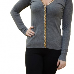 Bluza casual, gri, de marime universala, cu design auriu