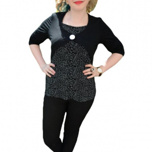 Bluze cu maneca lunga, in nuante de negre-albe, cu buline
