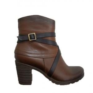 Botina casual, maro, cu bareta in forma de x