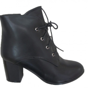 Botina clasica tip gheata, de culoare neagra, cu siret si fermoar