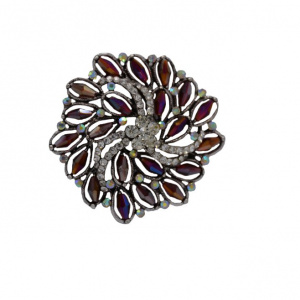 Brosa chic, rotunda, cu margele colorate sau strasuri cristaline