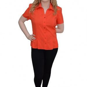 Camasa clasica, de culoare rosie, cu insertie de pliuri, maneca scurta