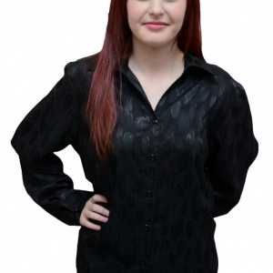 Camasa clasica, masura mare, de culoare neagra cu imprimeu