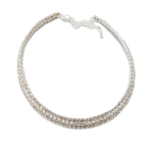 Colier Reina elegant cu cristale ,nuanta argintie