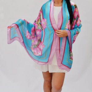 Esarfa chic, model elegant cu imprimeu floral multicolor