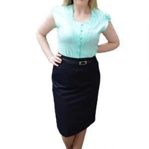 Fusta neagra din stofa subtire, model drept, masura mare