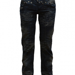 Pantalon de blug, de nuanta bleumarin, cu model de fronseuri