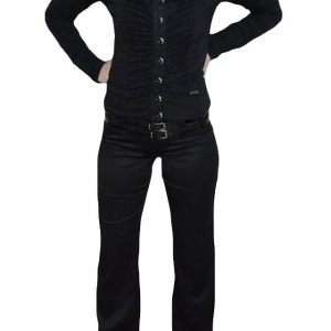 Pantalon deosebit, nuanta de negru, curea lucioasa