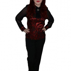 Pantalon la moda, de culoare neagra, material lucios