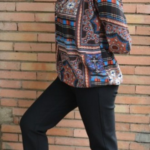 Pantalon lung masura mare, model casual din material cu tinuta