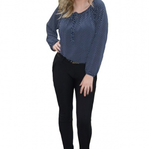Pantalon modern, nuanta neagra, model casual, cambrat pe picior