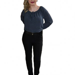 Pantalon negru din material usor elastic, masura mare, model lung