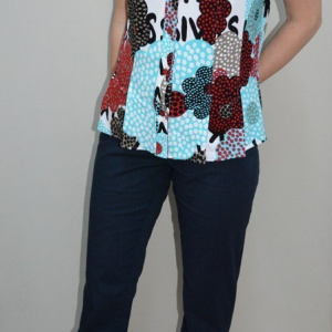 Pantalon rafinat de zi, bleumarin, model cu aspect de blug