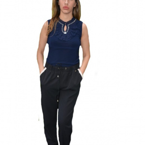 Pantaloni Shine cu strasuri,nuanat de negru