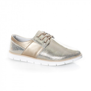Pantof de toamna, primavara, tip sport, din piele lucioasa, aurie
