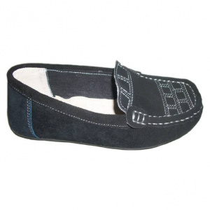Pantof negru de zi, cu design geoametric de nuanta alba