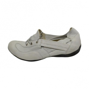 Pantof sport din piele naturala, cu elastic lateral, in nuanta alba