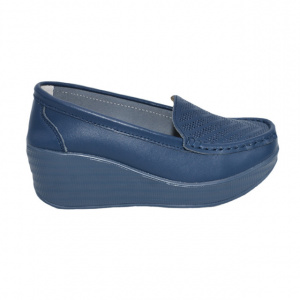 Pantofi cu platforma ,model din piele ,nuanta de bleumarin