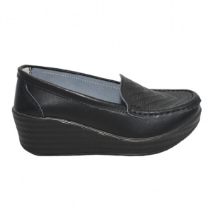 Pantofi cu platforma ,model din piele ,nuanta de negru
