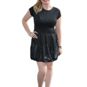 Rochie casual, design cool, tinereasca, cu paiete negre