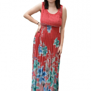 Rochie casual Jazlyn cu motive florale,nuanta de rosu