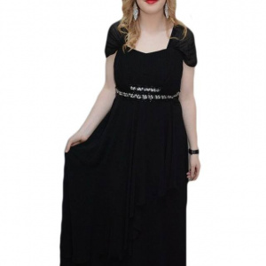 Rochie de nunta, nuanta de negru, maneci scurte din voal fin