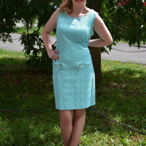 Rochie de ocazie, flori imprimate in material, turcoaz