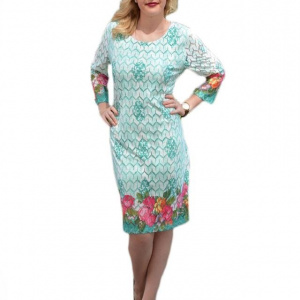Rochie eleganta din dantela deosebita cu design floral colorat