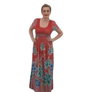 Rochie lejera, de vara, lungime maxi, culoare corai