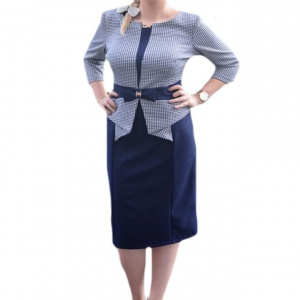 Rochie masura mare cu aspect de costum de culoare bleumarin