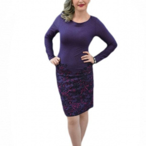 Rochie office, de culoare mov cuib de viespe RO-1859-VI