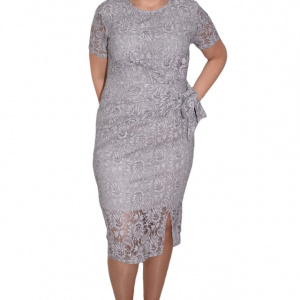Rochie rafinata Jasmin din dantela,nuanat de gri