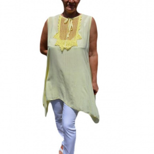 Bluza casual,de vara fara maneca ,nuanta de galben